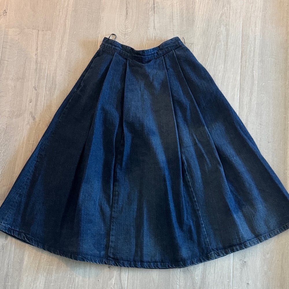 Zara Classic Denim Midi A-Line Skirt